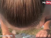 MyDirtyHobby - Teen babe fucks outdoors and swallows for the first time 2/16