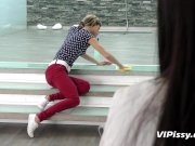 Naughty House Cleaner Joins Boss In Girly Piss Fest 3/16