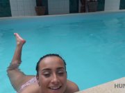 HUNT4K. Pretty lassie worships dick to get allowed to stay at spa zone 3/16