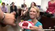 Red tube strippers party - Male stripper cums on her slice of cake