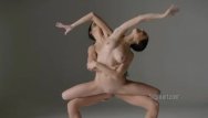 Sexy nude posters - Two sexy twin sisters dancing and performing nude gymnastic exercises toget