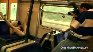 Public daring sex and flashing on a train