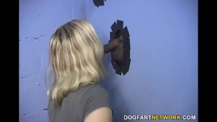 Blonde slut Aralyn Barra loves gloryhole