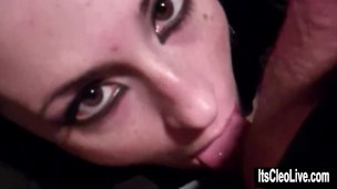 Cleo Sucks Filthy Cock in Dirty Bathroom