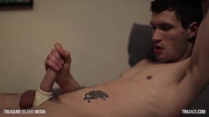 two hot jocks getting off huge dildo insertion