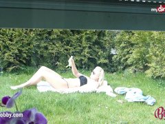 MyDirtyHobby - Amazing blonde teen sunbathing!