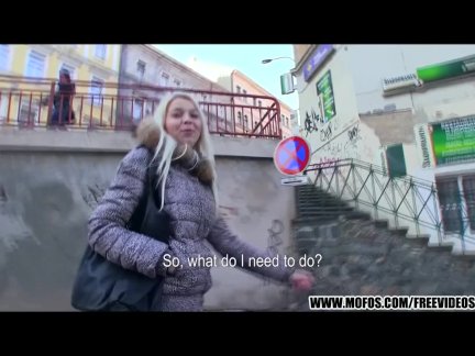 Platinum blonde Czech girl picked up and fucked