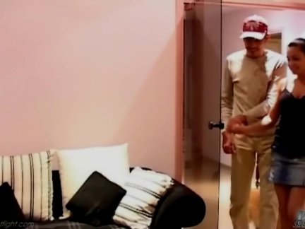 Blonde catfights with brunette intruder