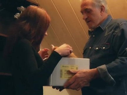Grateful young slut thanks grandpa with sex