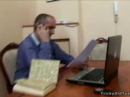 Old teacher does it with an innocent blonde
