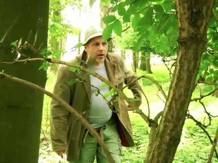 Old forester fucks hard teenie in the woods
