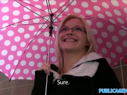 PublicAgent Sexy glasses babe fucks in public