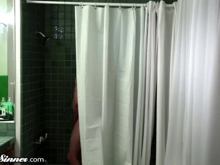 Stepmom waits for Son in the Shower
