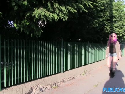 PublicAgent American slut talks dirty fucking outdoors in Prague