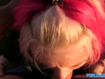 PublicAgent American slut talks dirty fucking outdoors in Prague