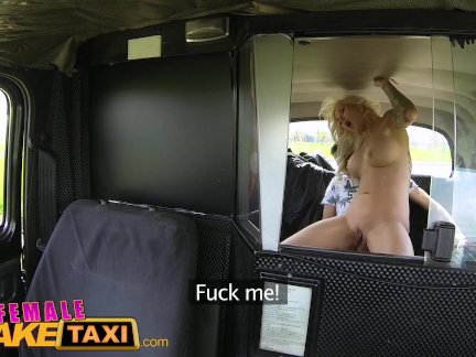 Female Fake Taxi Busty blonde fucked and facialised by studs big cock