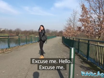 Public Agent Russian waitress fucked outside in public