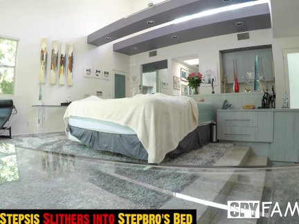 SpyFam Sneaky step sister Charity Crawford slithers into step brothers bed