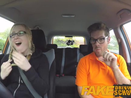 Fake Driving School squirting big tits milf gets creampie in her gaping pus