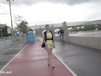 Jeny Smith public flasher shares great upskirt views on the streets
