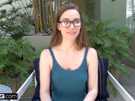 Nerdy Gamer Teen Tali Dova takes a ride on a joystick