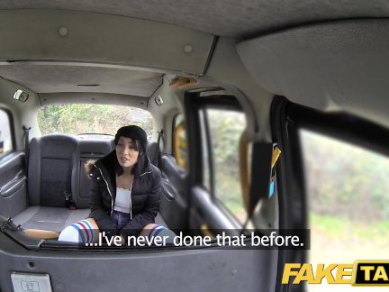 Fake Taxi knee high socks beauty with no knickers takes it all