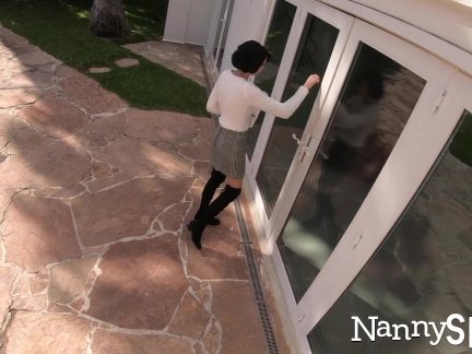 NannySpy Perky breasted babysitter Cadey Mercury fucks for job