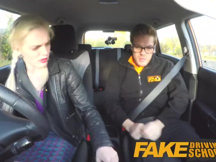 Fake Driving School Busty gym bunny big tits bounce as she squats on cock