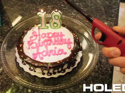 HOLED Happy birthday anal fuck and creampie with brunette Adria Rae
