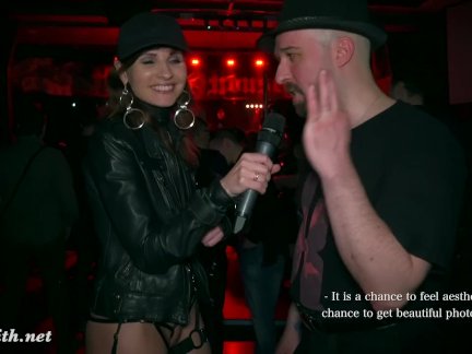 Public nudity in a club. Naked DJ