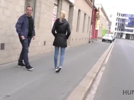 HUNT4K. Curious man approached fighting couple to buy girl's pussy