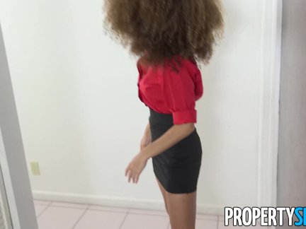 PropertySex - Sexy tiny real estate agent pounded by some big handyman cock
