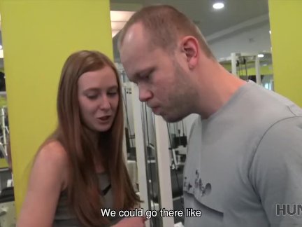 HUNT4K. Slender teen interrupted training to be fucked for money