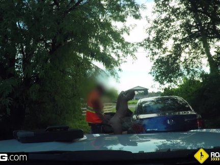 Roadside - cheating girlfriend sucks off mechanic outdoors