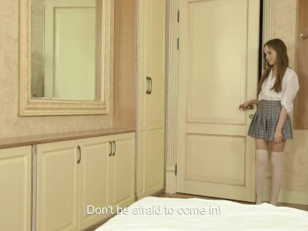 Little virgin shows her smallest hole with a virgin cherry