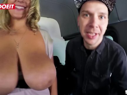 LETSDOEIT - German BBW with big natural tits has fun in the BUMSBUS