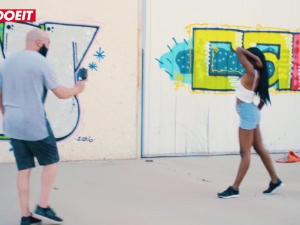 LETSDOEIT - Black COLOMBIAN TEEN Rides Dick In PUBLIC