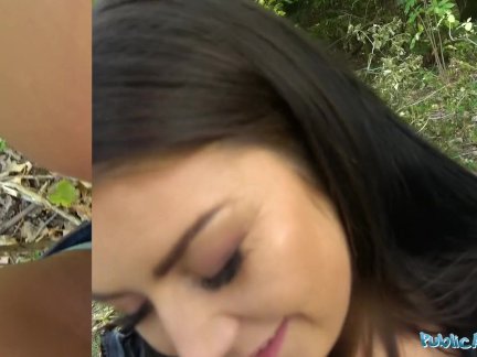 Public Agent Tight busty minx Czech pussy fucked doggystyle in forest