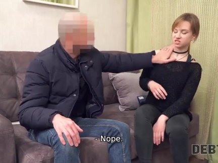 Debt4k. Lovely redhead Alice Klay should suck and ride dick of loan collect