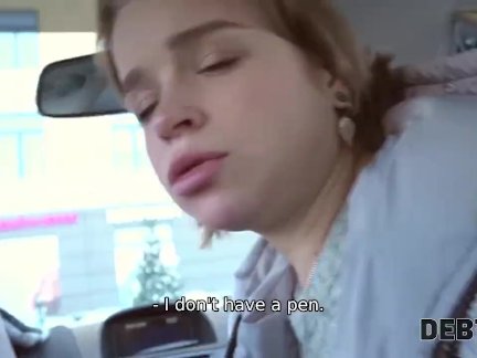 Debt4k. Nice lassie Calibri Angel glaldy sucks cock and spreads legs for de