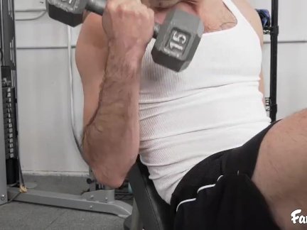 Big Tit Blonde MILF Gets Her Pussy Licked and Pumped By Stepson in The Gym