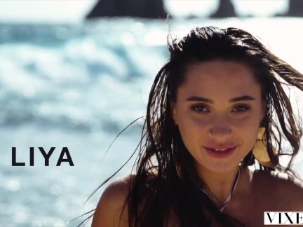 VIXEN Stunning brunette has fantasy threesome on vacation