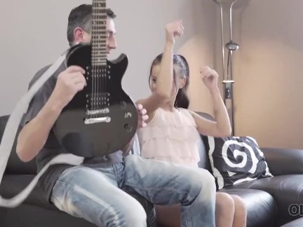OLD4K. Old musician plays guitar for teen babe then he fucks her