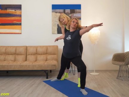 wild lesbian granny yoga