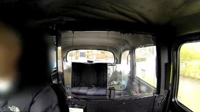 Exotic stunner in office break taxi fun