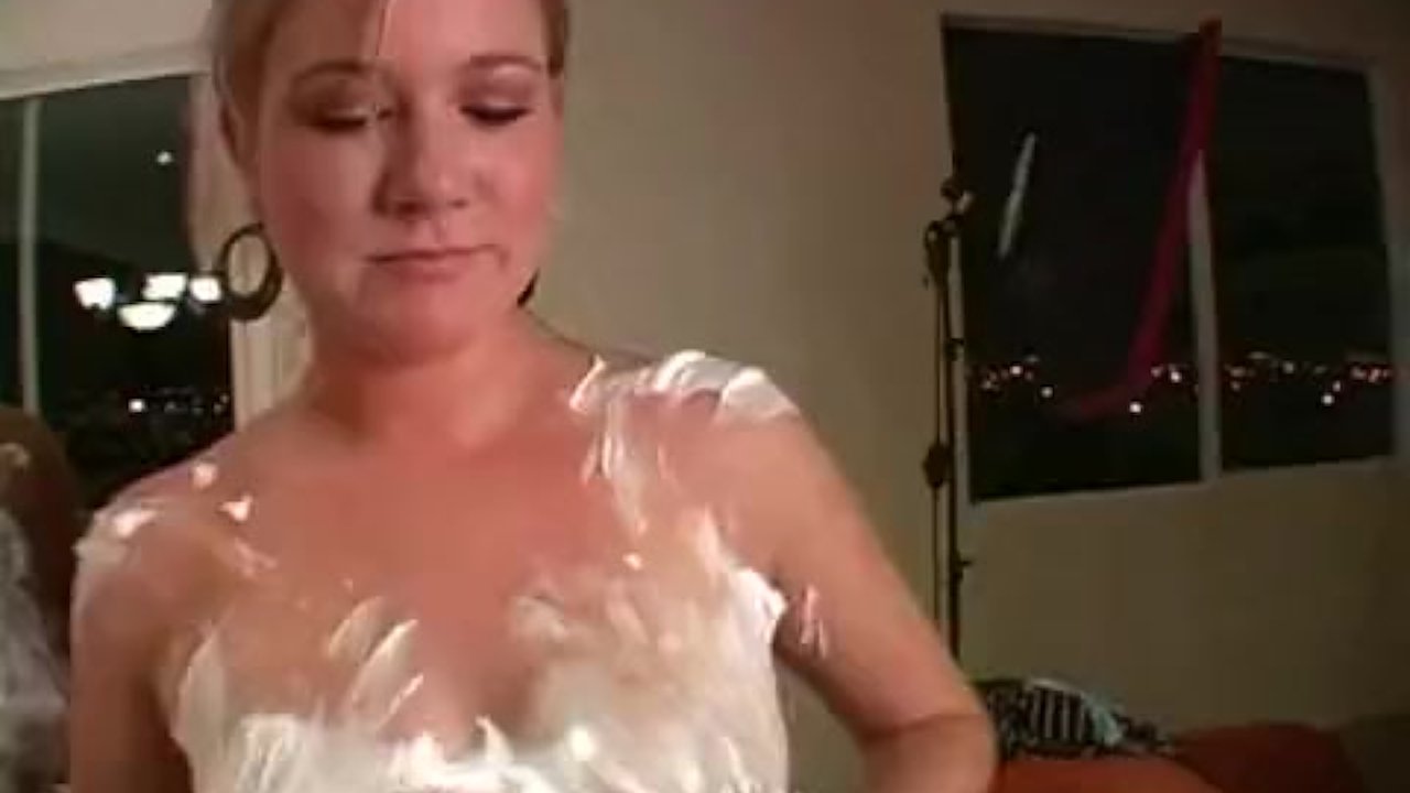 Chicks playing with cream