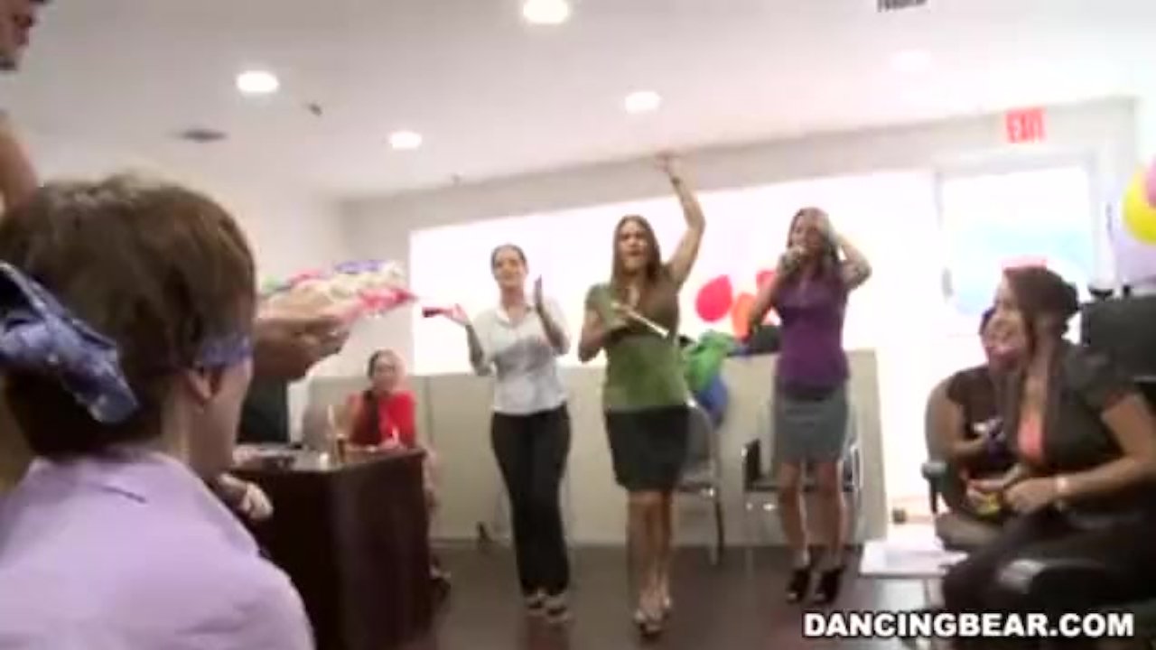 Male stripper cums on her slice of cake