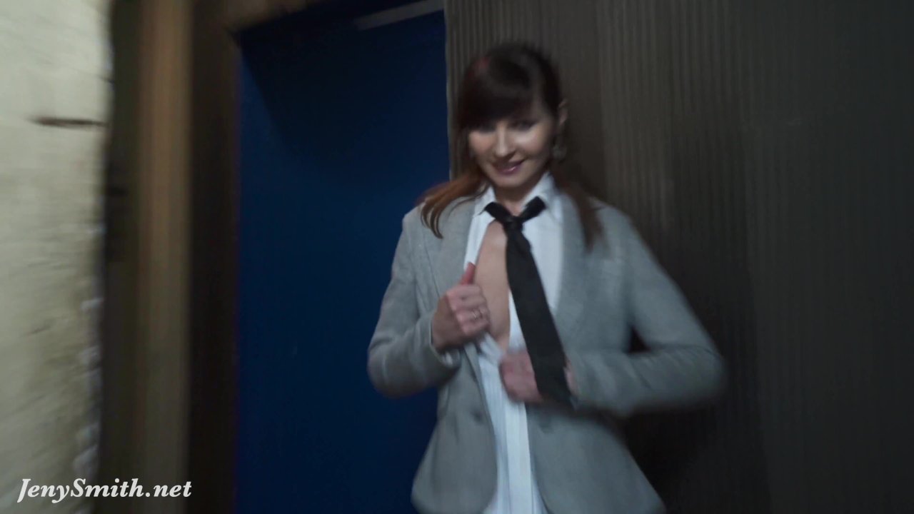 Jeny Smith looses her clothes and sneaks naked in the underground corridor - RedTube