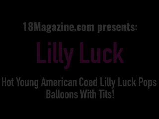 Hot Young American Coed Lilly Luck Pops Balloons With Tits!