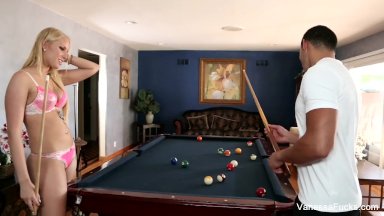 Cutie Vanessa Cage gets bent over the pool table